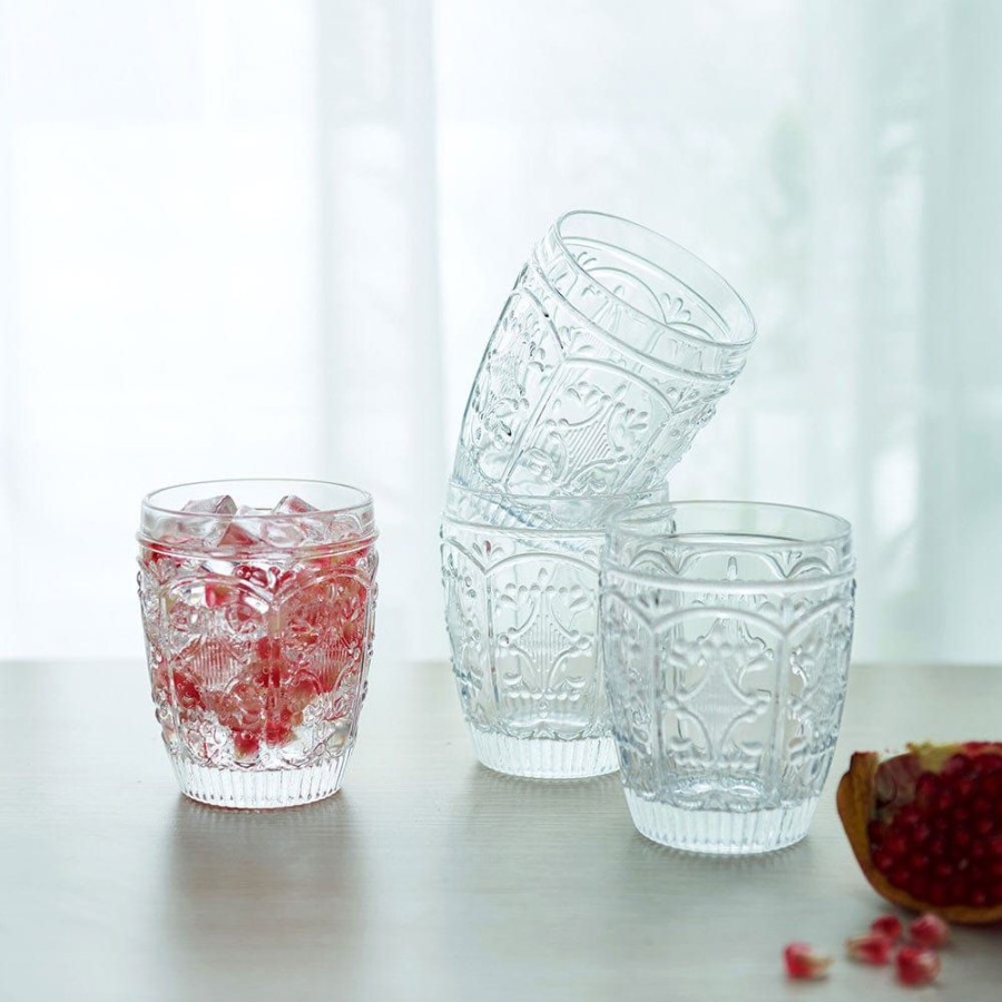 Dining Fitz and Floyd Glasses | Trestle Double Old Fashioned Glasses Set Of 4, Clear