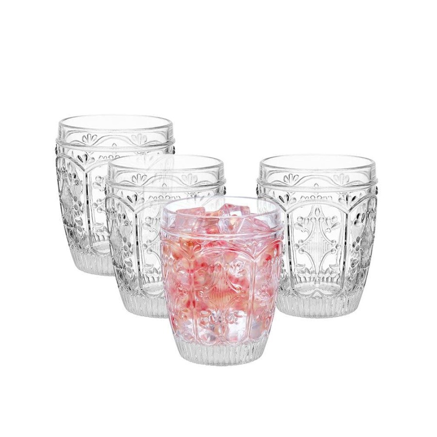 Dining Fitz and Floyd Glasses | Trestle Double Old Fashioned Glasses Set Of 4, Clear