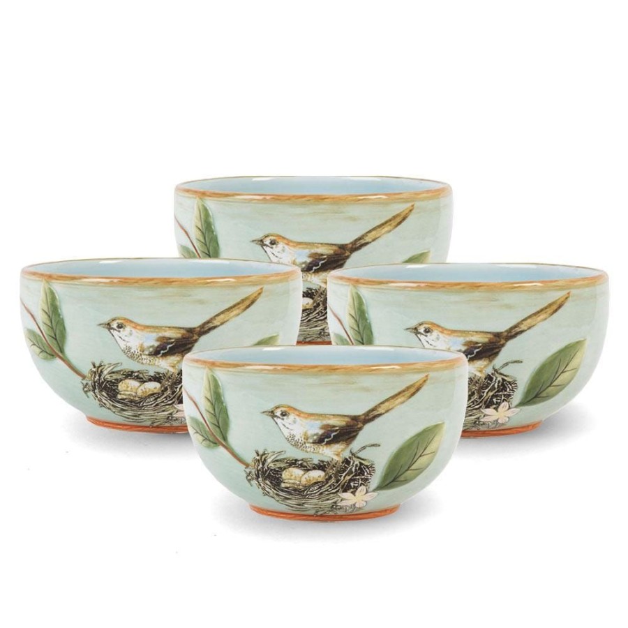 Dining Fitz and Floyd Individual Bowls | Toulouse Set Of 4 Green Small Bowls