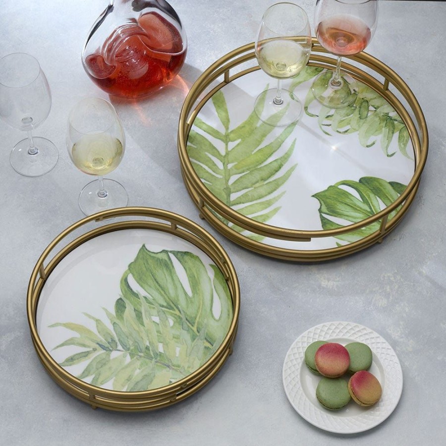 Serveware Fitz and Floyd Specialty | Villa Palm Set Of 2 Nested Trays