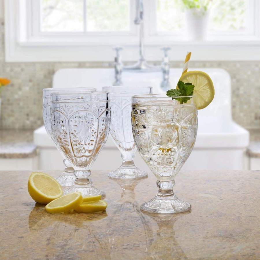 Dining Fitz and Floyd Glasses | Trestle Goblets Set Of 4, Clear