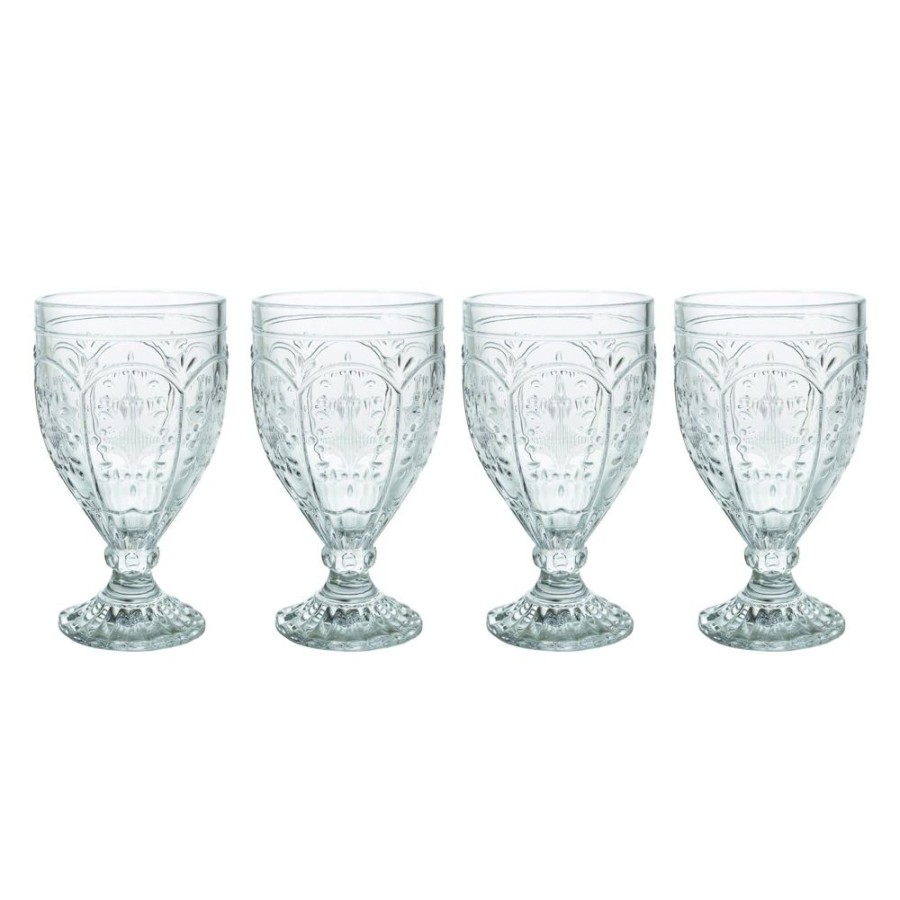 Dining Fitz and Floyd Glasses | Trestle Goblets Set Of 4, Clear