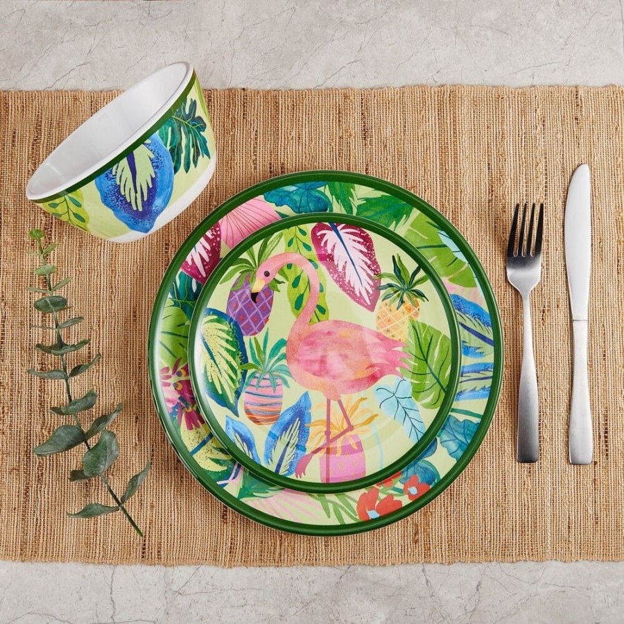 Dining Fitz and Floyd Dinnerware Sets | Flamingo Fling Outdoor Melamine 12 Piece Dinnerware Set, Service For 4