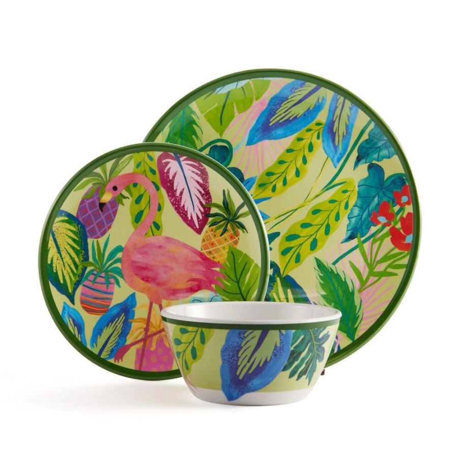 Dining Fitz and Floyd Dinnerware Sets | Flamingo Fling Outdoor Melamine 12 Piece Dinnerware Set, Service For 4