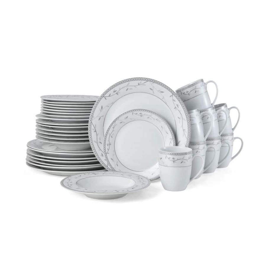 Dining Fitz and Floyd Dinnerware Sets | Platinum Vine 32 Piece Dinnerware Set, Service For 8